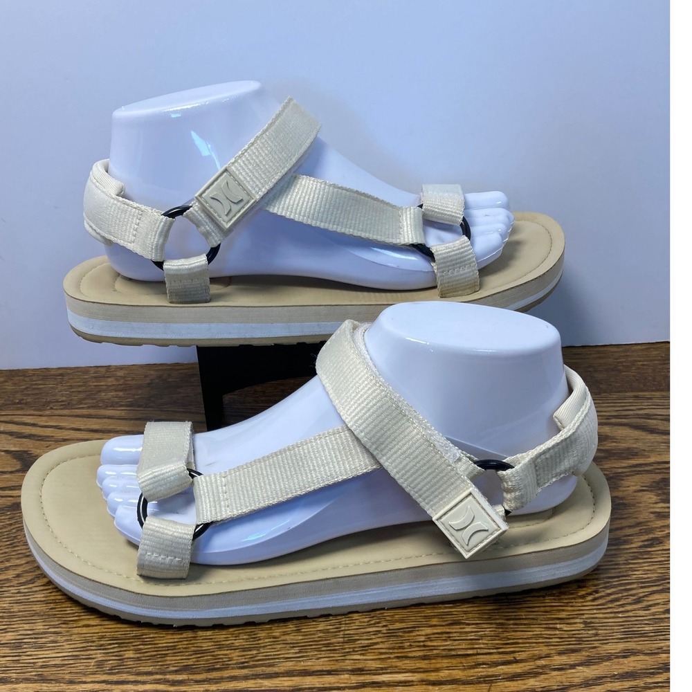 Hurley Raise-3 Cream Tan Strappy Athletic Sandals Womens 10 M Adjustable Strap